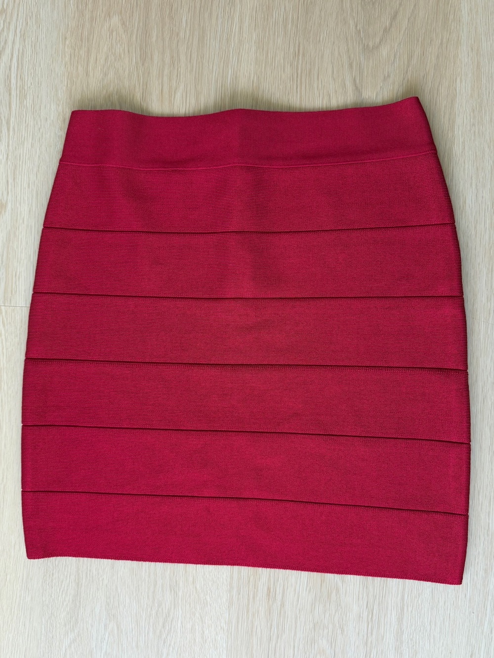 bebe Red Bandage Mini Skirt
